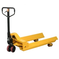 Vista general de la transpaleta manual porta bidones 1500kg ancho 860mm