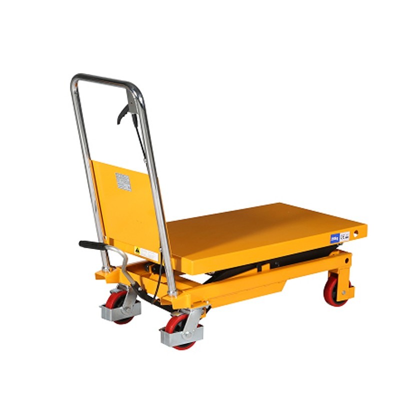 Vista delantera de la mesa elevadora 350kg plataforma baja