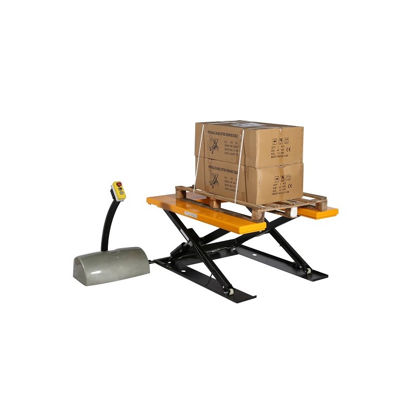Vista general de la mesa elevadora en U 1000kg plataforma medio-alta