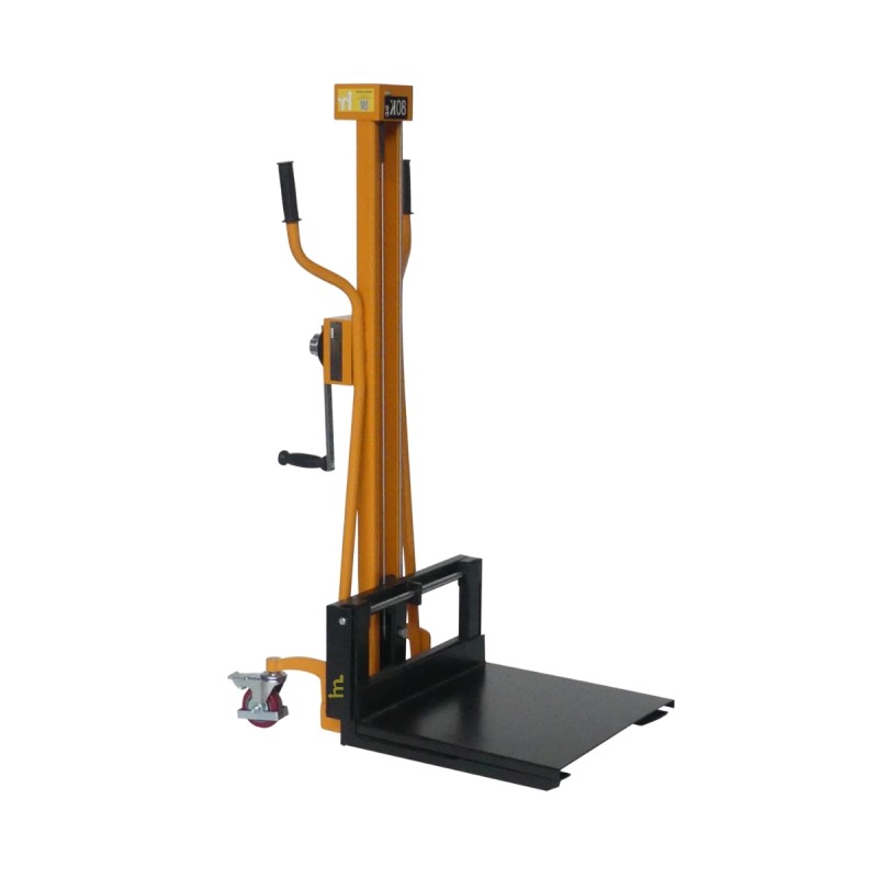 Vista en 3/4 del apilador manual Puesto de trabajo 80 kg - Elevación 1100 mm