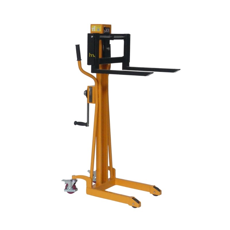 Vista trasera en 3/4 del apilador manual Puesto de trabajo 80 kg - Elevación 1100 mm