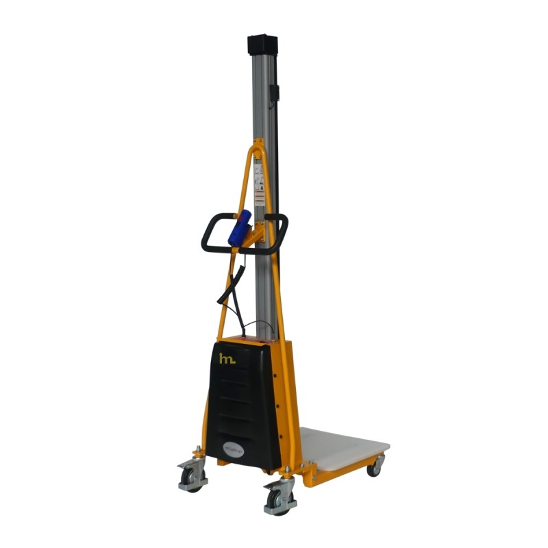 Vista trasera en 3/4 del apilador semieléctrico  Puesto de trabajo 100 kg - Elevación 1700 mm