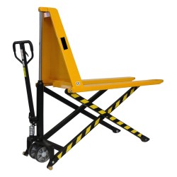 Vista general de la transpaleta elevadora manual monocilíndrica 1000 kg - Horquillas anchas y largas 1500 x 680 mm