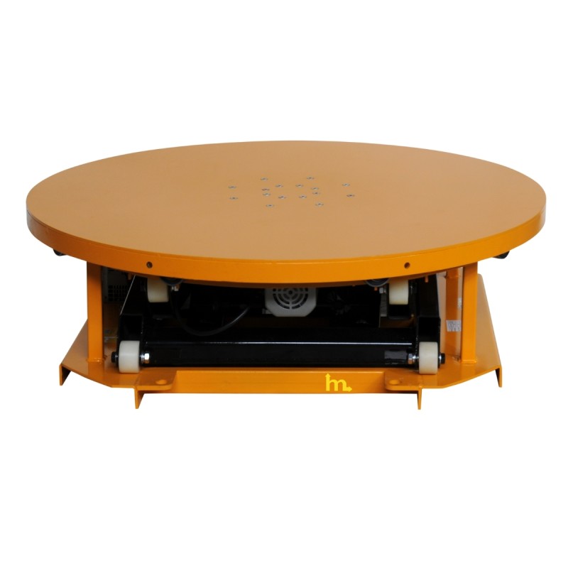 Mesa elevadora giratoria eléctrica 2000 kg - 220 V vista frontal elevación mínima
