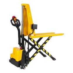 Vista general de transpaleta elevadora totalmente eléctrica con nivel constante 1500 kg