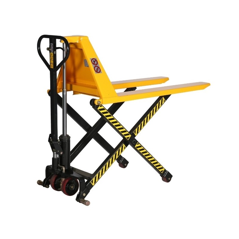 Vista general traspaleta elevadora manual 1000 kg - Elevación 800 mm - Horquillas anchas 680 mm