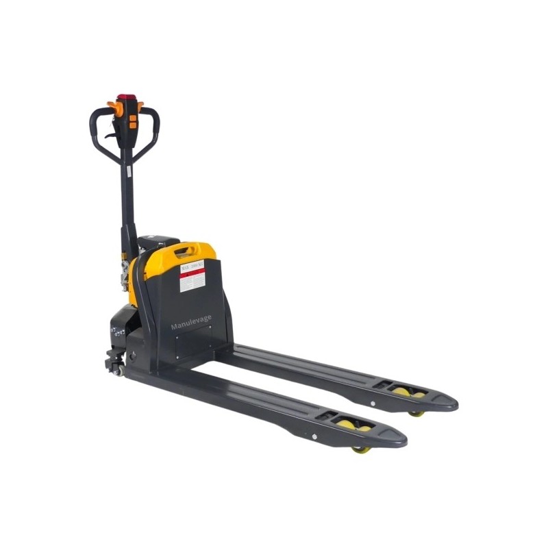 Vista 3/4 Transpaleta eléctrica EXPERTA 2000 kg - Batería de litio de 48 Voltios 15 Ah