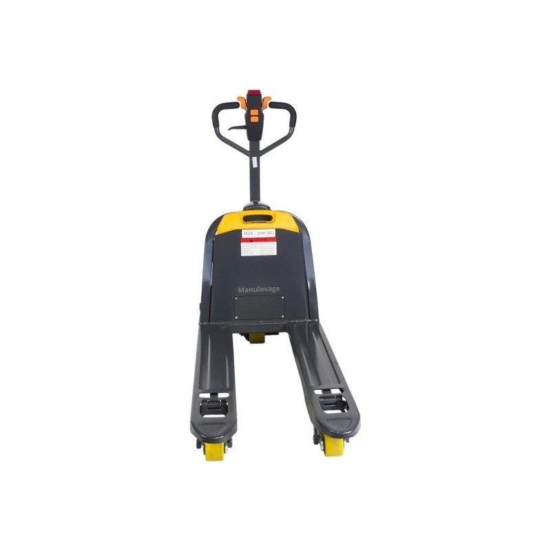 Vista trasera Transpaleta eléctrica EXPERTA 2000 kg - Batería de litio de 48 Voltios 20 Ah