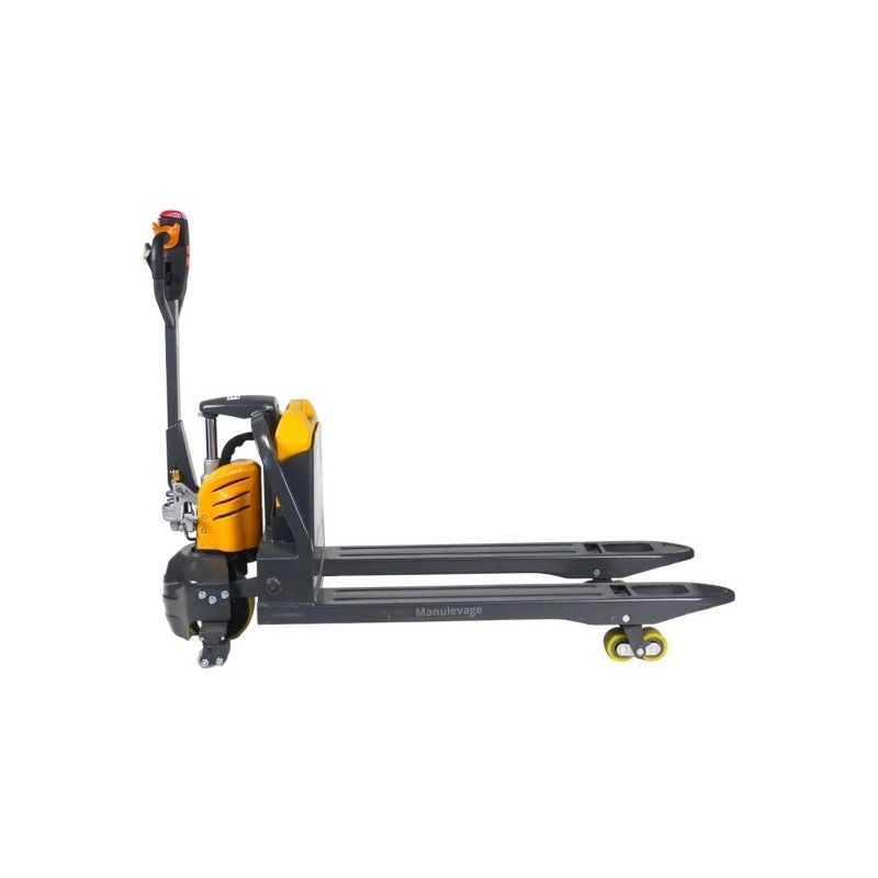 Vista lateral Transpaleta eléctrica EXPERTA 2000 kg - Batería de litio de 48 Voltios 20 Ah